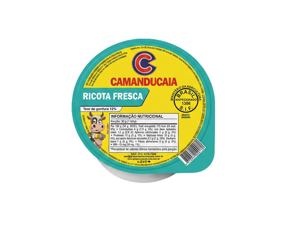 RICOTA FRESCA CAMANDUCAIA 250 G (CX 24 UN)